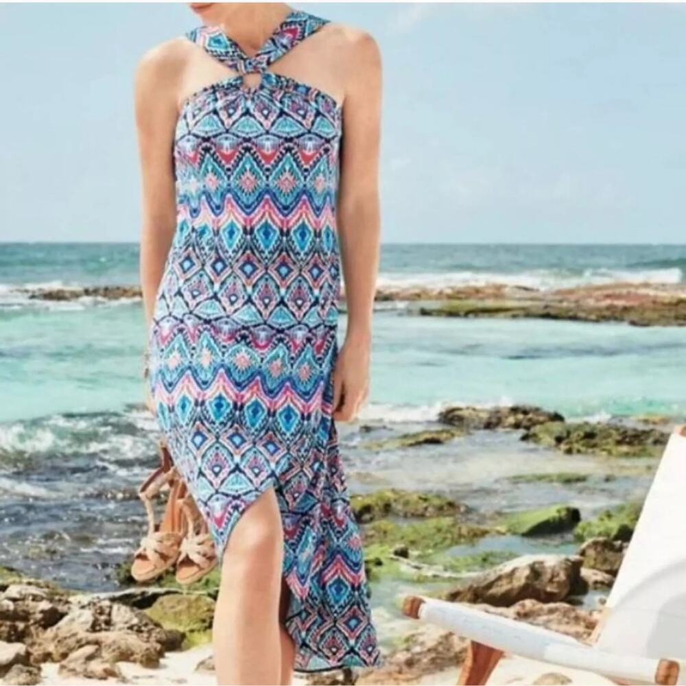 Tommy Bahama Prima Peacock Midi Dress Size S Colorful Island Resortwear